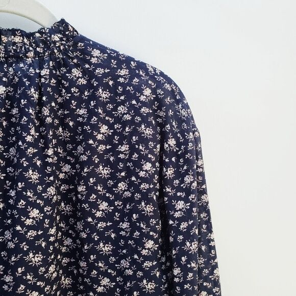 Joie Blouse Women's XXS Blue Senyana Navy Ditzy Cottagecore Floral Popover Top - Picture 14 of 16